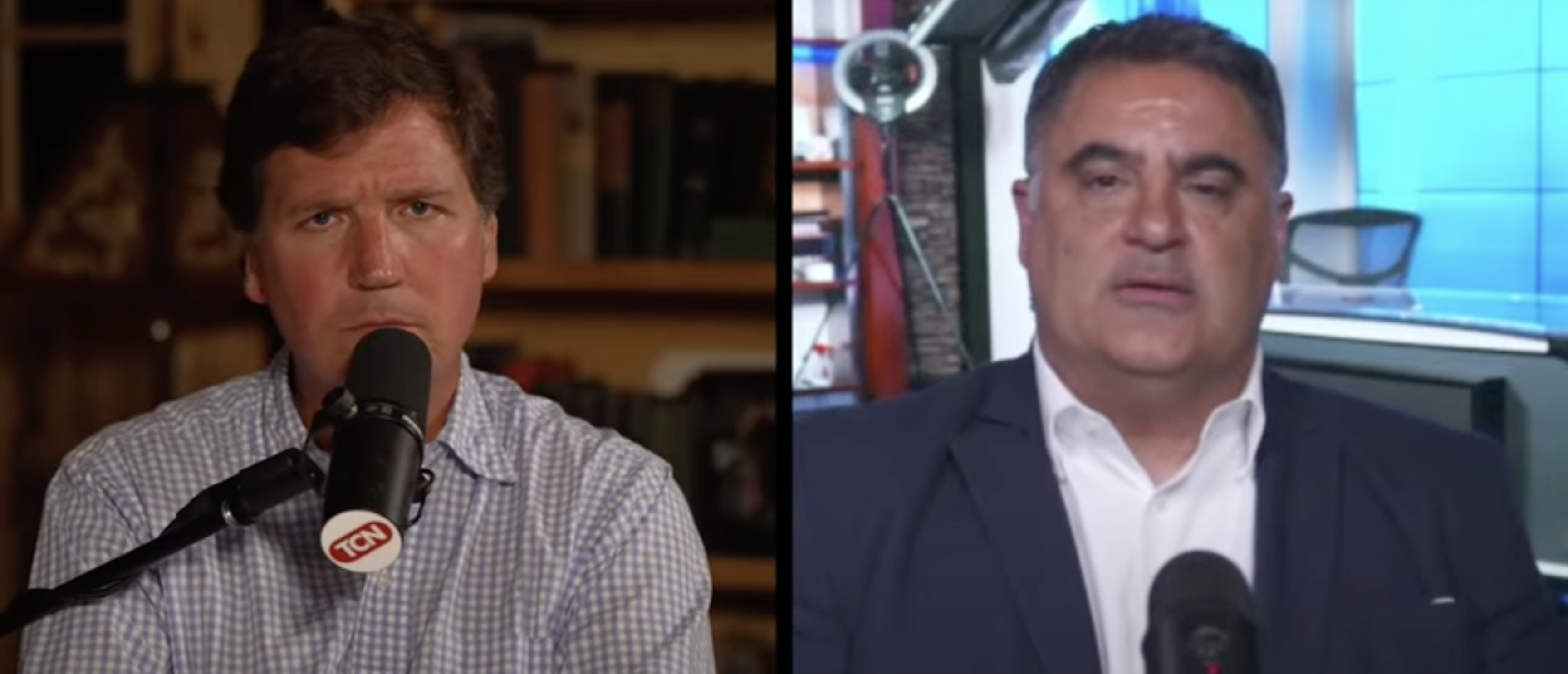 Cenk Uygur on "The Tucker Carlson Show" discussing TPUSA [Screenshot/YouTube/"The Tucker Carlson Show"]